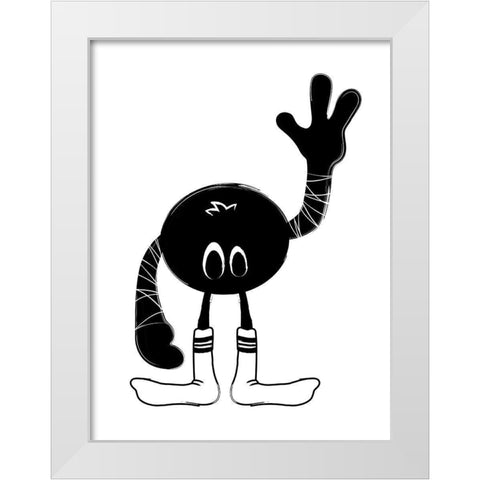Hello Monster White Modern Wood Framed Art Print by Grey, Jace