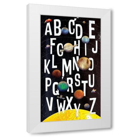 ABC Galaxy White Modern Wood Framed Art Print by Grey, Jace
