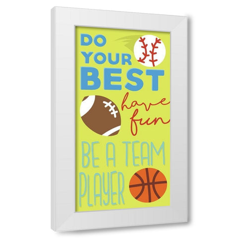 Sports Is Fun White Modern Wood Framed Art Print by Grey, Jace