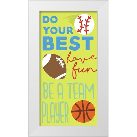 Sports Is Fun White Modern Wood Framed Art Print by Grey, Jace