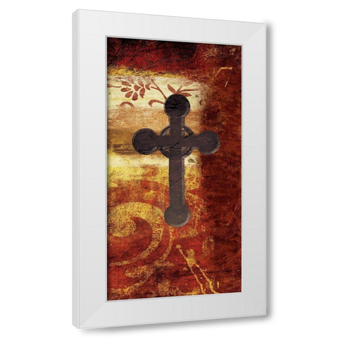 Cross On Red White Modern Wood Framed Art Print by Grey, Jace