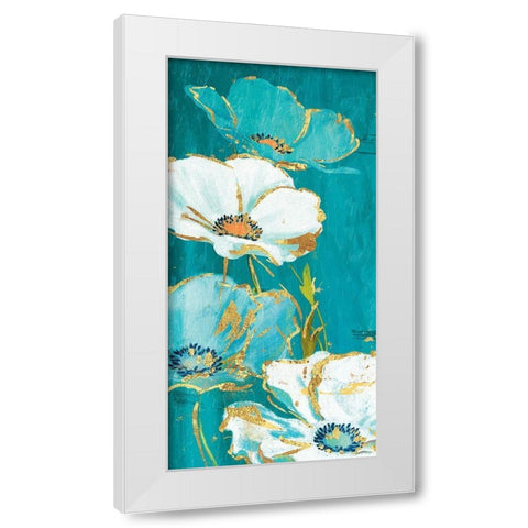 Teal Gold Florals Mate White Modern Wood Framed Art Print by Grey, Jace