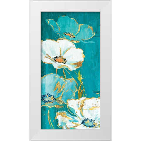 Teal Gold Florals Mate White Modern Wood Framed Art Print by Grey, Jace