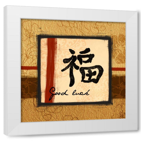 Good Luck White Modern Wood Framed Art Print by Grey, Jace