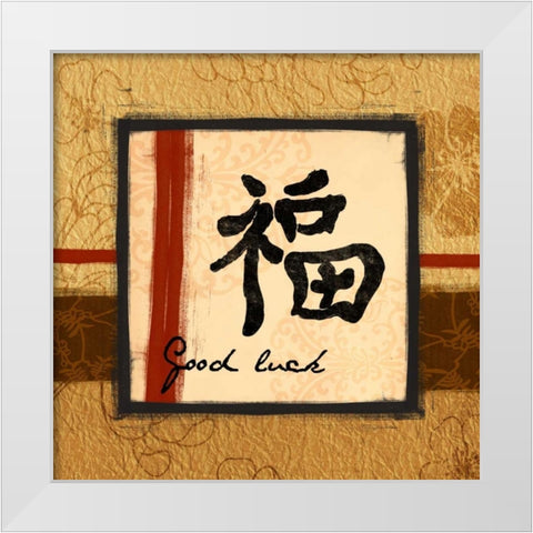 Good Luck White Modern Wood Framed Art Print by Grey, Jace