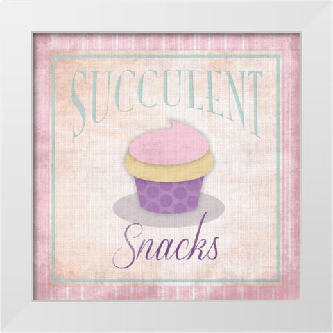 Succulent Snacks White Modern Wood Framed Art Print by Grey, Jace