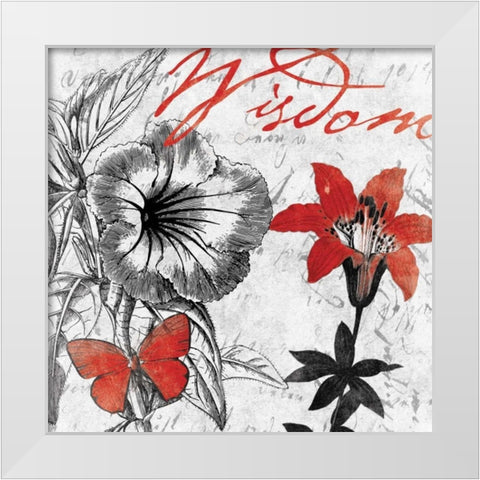 Wisdom floral White Modern Wood Framed Art Print by Grey, Jace