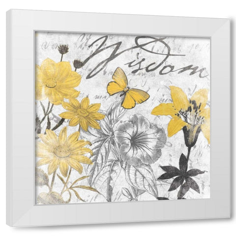 Wisdom floral White Modern Wood Framed Art Print by Grey, Jace