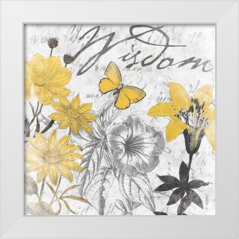 Wisdom floral White Modern Wood Framed Art Print by Grey, Jace