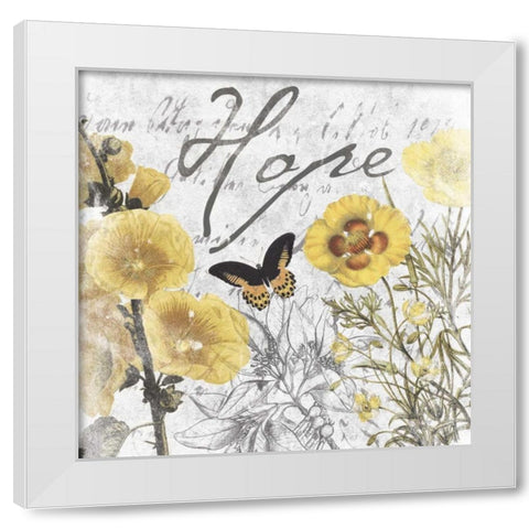 Hope floral White Modern Wood Framed Art Print by Grey, Jace