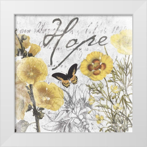 Hope floral White Modern Wood Framed Art Print by Grey, Jace
