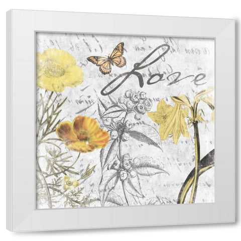 Love floral White Modern Wood Framed Art Print by Grey, Jace