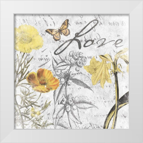 Love floral White Modern Wood Framed Art Print by Grey, Jace