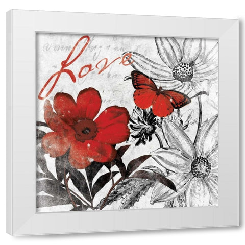 Love floral White Modern Wood Framed Art Print by Grey, Jace