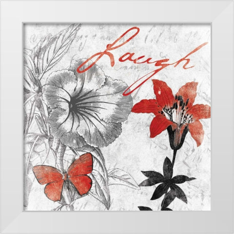 Laugh floral White Modern Wood Framed Art Print by Grey, Jace