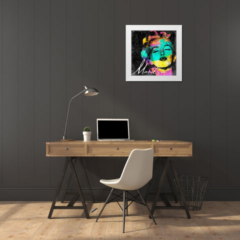 Marilyn Colorful White Modern Wood Framed Art Print by Grey, Jace