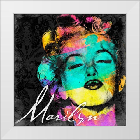 Marilyn Colorful White Modern Wood Framed Art Print by Grey, Jace