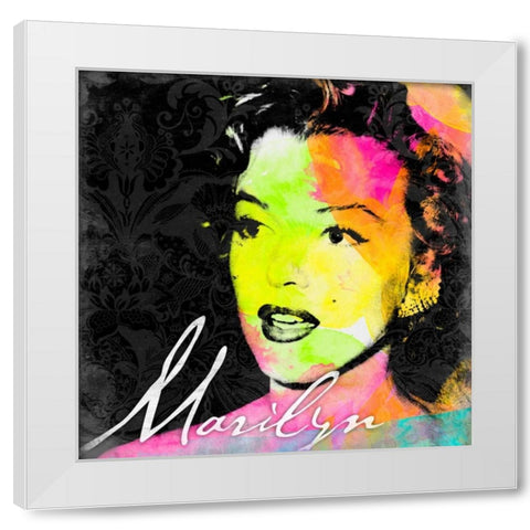 Marilyn Colorful White Modern Wood Framed Art Print by Grey, Jace