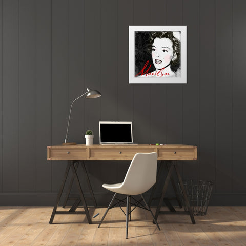Marilyn Makeup White Modern Wood Framed Art Print by Grey, Jace