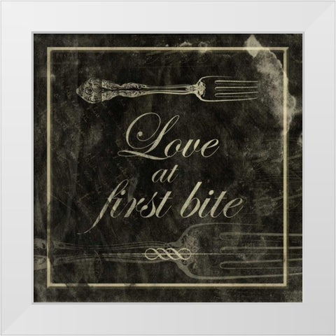 Love at first bite White Modern Wood Framed Art Print by Grey, Jace