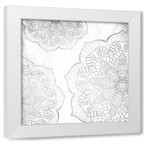 Silver Mandala White Modern Wood Framed Art Print by Grey, Jace