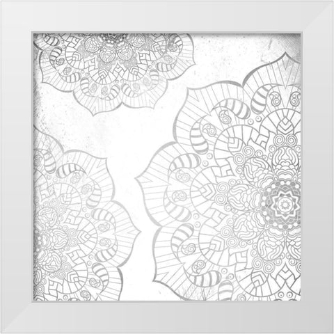 Silver Mandala White Modern Wood Framed Art Print by Grey, Jace