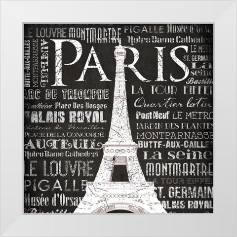 Paris Eiffel White Modern Wood Framed Art Print by Grey, Jace