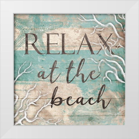 Relax Beach White Modern Wood Framed Art Print by Grey, Jace