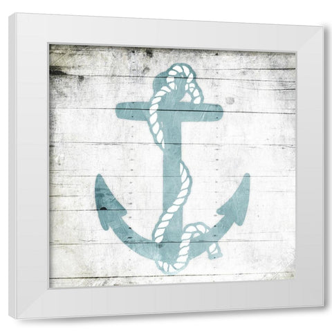 Teal Anchor Toned Down White Modern Wood Framed Art Print by Grey, Jace