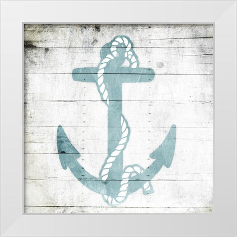 Teal Anchor Toned Down White Modern Wood Framed Art Print by Grey, Jace