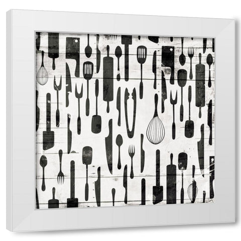 Kitchen Tools White Modern Wood Framed Art Print by Grey, Jace