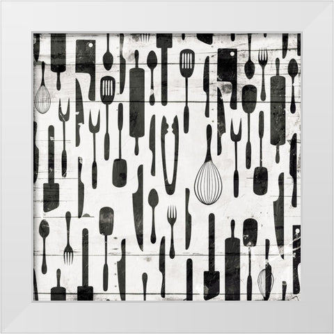 Kitchen Tools White Modern Wood Framed Art Print by Grey, Jace