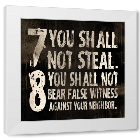 10 commandments White Modern Wood Framed Art Print by Grey, Jace
