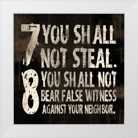 10 commandments White Modern Wood Framed Art Print by Grey, Jace