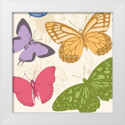 Colorful Butterflies 2 White Modern Wood Framed Art Print by Grey, Jace