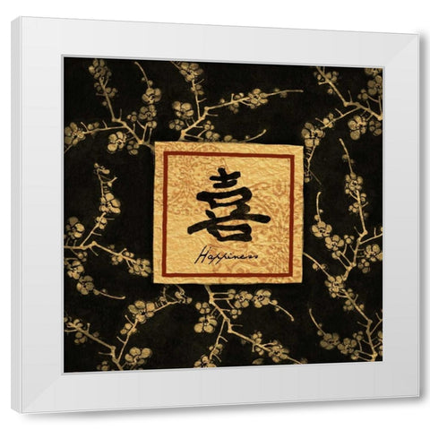 Asian Blackgold Happiness White Modern Wood Framed Art Print by Grey, Jace
