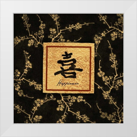 Asian Blackgold Happiness White Modern Wood Framed Art Print by Grey, Jace