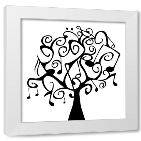 Musical Tree White Modern Wood Framed Art Print by Grey, Jace
