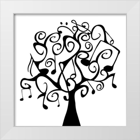 Musical Tree White Modern Wood Framed Art Print by Grey, Jace