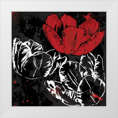 Red Florals Mate White Modern Wood Framed Art Print by Grey, Jace