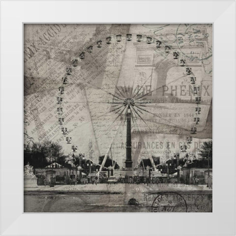 London Wheel White Modern Wood Framed Art Print by Grey, Jace