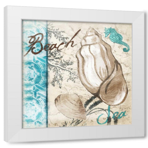 Beach pattern New White Modern Wood Framed Art Print by Grey, Jace