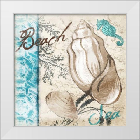 Beach pattern New White Modern Wood Framed Art Print by Grey, Jace
