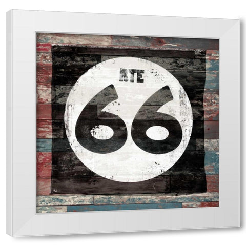 Route 66 sign 2 White Modern Wood Framed Art Print by Grey, Jace
