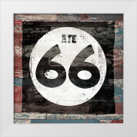 Route 66 sign 2 White Modern Wood Framed Art Print by Grey, Jace