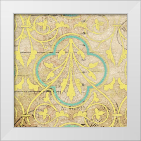 Turq Pattern 7 White Modern Wood Framed Art Print by Grey, Jace