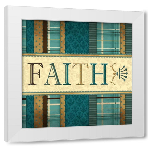 Faith Plaid in Turquoise White Modern Wood Framed Art Print by Grey, Jace