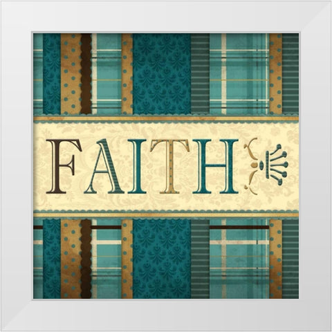 Faith Plaid in Turquoise White Modern Wood Framed Art Print by Grey, Jace
