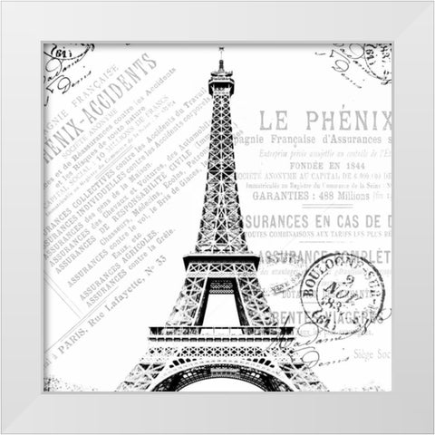 Paris Eiffel White Modern Wood Framed Art Print by Grey, Jace