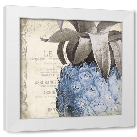 Pineapple Blue White Modern Wood Framed Art Print by Grey, Jace